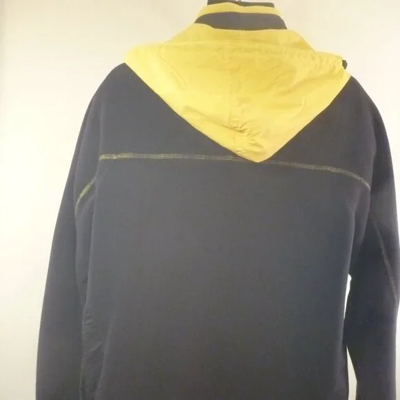 Men M Polo Sport Ralph Lauren Navy Yellow Polartec Thermal Fleece Zip Hood
